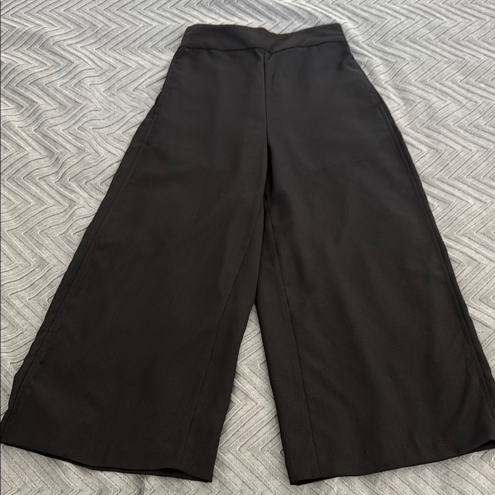 Madewell Black Cropped Wide-Leg Pants